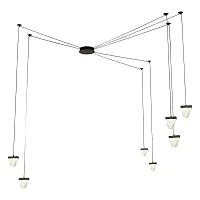 Светильник подвесной LED Littlerock LSP-7096 Lussole прозрачный 7 ламп, основание чёрное в стиле современный паук