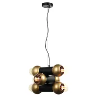 Светильник подвесной лофт LSP-8146 Lussole без плафона 6 ламп, основание чёрное в стиле арт-деко лофт 