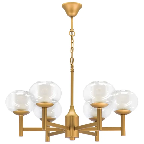 Люстра подвесная Fiamma 730063 Lightstar белая прозрачная на 6 ламп, основание матовое золото золотое в стиле современный арт-деко шар