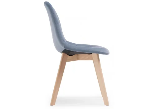 Деревянный стул Filip blue / wood 15102 Woodville, синий/велюр, ножки/массив бука дерево/натуральный, размеры - ****460*530 фото 3