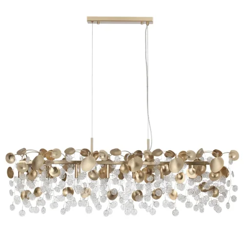 Люстра подвесная Coins 5104/8A Odeon Light прозрачная на 8 ламп, основание золотое в стиле современный флористика ветви