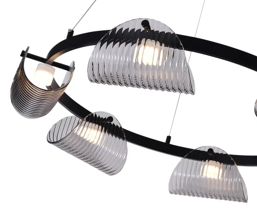Люстра подвесная LED Каспи 08447-6A,19(16) Kink Light серая дымчатая на 6 ламп, основание чёрное в стиле современный лофт кольца фото 2