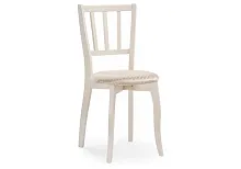 Деревянный стул Айра молочный / ромб 450677 Woodville, бежевый/ткань, ножки/массив бука/молочный, размеры - ****400*480