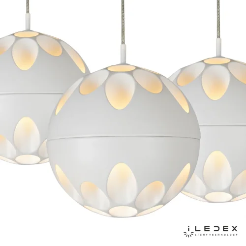 Светильник подвесной LED Mob P1009-3 WH iLedex белый на 1 лампу, основание белое в стиле современный хай-тек каскад шар фото 5