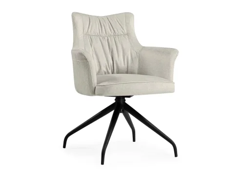 Стул на металлокаркасе Kaser 360 крутящийся ivory / black 15842 Woodville, бежевый/кашемир, ножки/металл/чёрный, размеры - ****660*580мм