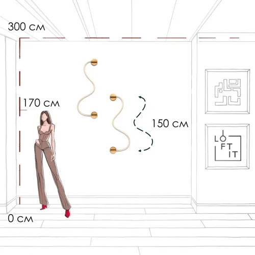 Бра LED Thread 10388W Brass LOFT IT белый на 1 лампу, основание бронзовое в стиле современный хай-тек минимализм гибкий неон фото 9