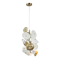 Светильник подвесной Dahlia SL1518.303.05 ST-Luce белый на 5 ламп, основание латунь в стиле арт-деко ветви