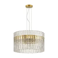Люстра подвесная Merkale 4938/6 Odeon Light прозрачная на 6 ламп, основание матовое золото в стиле модерн 