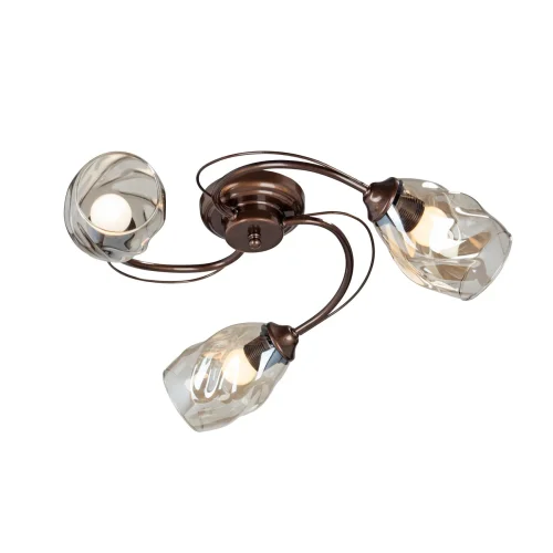 Люстра потолочная V4927-7/3PL Vitaluce янтарная на 3 лампы, основание бронзовое в стиле современный 