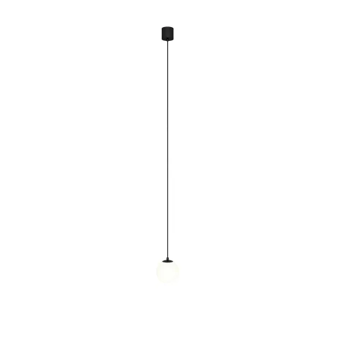 Светильник подвесной LED Luna P039PL-5W4K-10-B Maytoni белый на 1 лампу, основание чёрное в стиле современный хай-тек шар