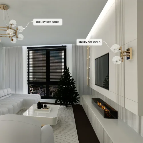Бра LUXURY AP2 GOLD Crystal Lux прозрачный на 2 лампы, основание золотое в стиле арт-деко шар молекула фото 6