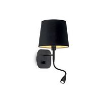 Бра NORDIK AP2 Ideal Lux чёрный золотой 1 лампа, основание чёрное в стиле современный гибкая ножка