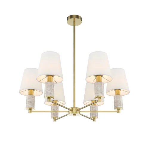 Люстра на штанге Lira MOD483PL-06BS Maytoni белая на 6 ламп, основание латунь в стиле современный 