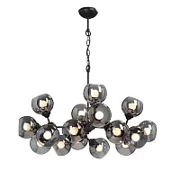 Люстра подвесная V4484-1/16 Vitaluce чёрная серая на 16 ламп, основание чёрное в стиле хай-тек шар