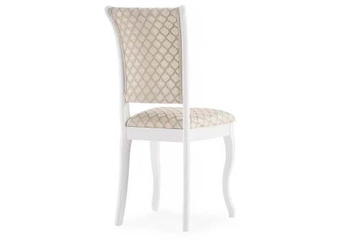 Деревянный стул Фабиано белый / бежевый 450681 Woodville, бежевый/ткань, ножки/массив березы дерево/белый, размеры - ****440*550 фото 4