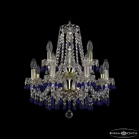 Люстра подвесная 1410/8+4/160/2d G V3001 Bohemia Ivele Crystal без плафона на 12 ламп, основание прозрачное золотое в стиле классический виноград