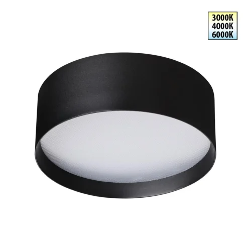 Светильник накладной LED с переключателем цветовой температуры Orbis 359599 Novotech белый чёрный на 1 лампу, основание чёрное в стиле современный хай-тек круглый