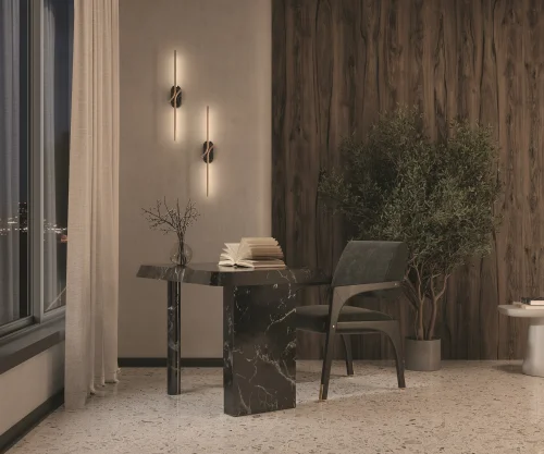 Бра LED Renaissance MOD256WL-L5BS3K3 Maytoni латунь на 1 лампу, основание чёрное в стиле современный хай-тек минимализм отражённый свет фото 8