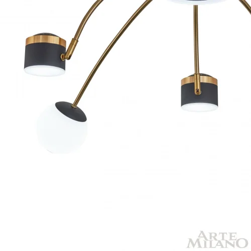 Люстра потолочная LED Ferrara-71040 272040/10 BK/GD Arte Milano белая на 1 лампу, основание чёрное в стиле современный хай-тек фото 4