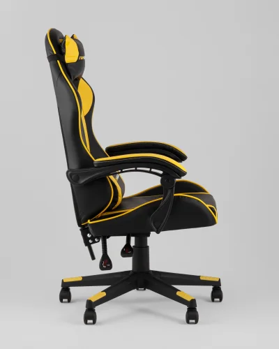 Кресло спортивное TopChairs Shadow, черно-желтый УТ000039464 Stool Group, чёрный жёлтый/экокожа, ножки/полимер/чёрный, размеры - 1170*1270***710*710 фото 6
