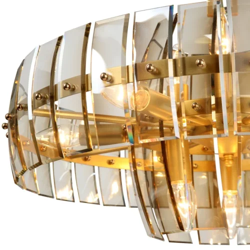 Люстра подвесная V5857-8/12 Vitaluce янтарная на 12 ламп, основание золотое в стиле классический современный  фото 2