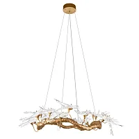 Люстра подвесная LED Voa 10378/1000 LOFT IT прозрачная на 20 ламп, основание античное бронза в стиле современный флористика арт-деко птички ветви