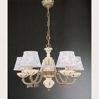 Люстра подвесная  L 7136/5 Reccagni Angelo белая на 5 ламп, основание золотое в стиле кантри классический 