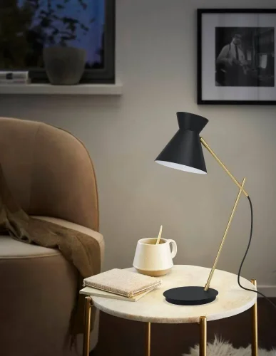 Настольная лампа офисная Amezaga 98864 Eglo чёрная 1 лампа, основание чёрное металл в стиле современный  фото 2