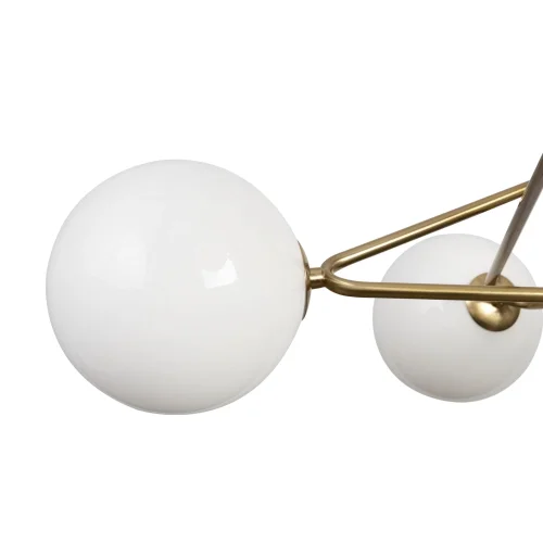 Люстра на штанге Bumble FR5144PL-06W Freya белая на 6 ламп, основание латунь в стиле современный шар фото 2