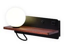 Бра с выключателем LED с usb FW521 Ambrella light белый 1 лампа, основание коричневое в стиле минимализм хай-тек с полкой