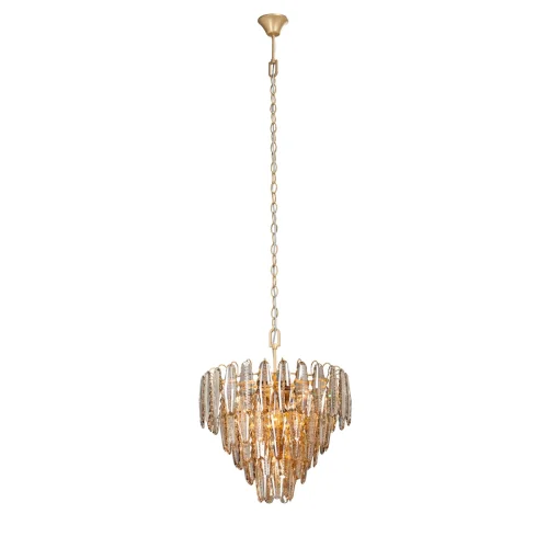 Люстра подвесная V5349-8/6+3+3+1 Vitaluce янтарная на 13 ламп, основание золотое в стиле современный классический 