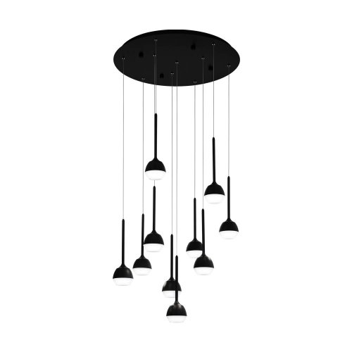 Светильник подвесной LED Nucetto 39714 Eglo чёрный 10 ламп, основание чёрное в стиле современный каскад