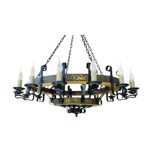 Люстра подвесная Ш-16 Тарсьма без плафона на 16 ламп, основание коричневое в стиле кантри 