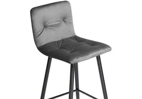 Барный стул Stich dark gray 15054 Woodville, серый/велюр, ножки/металл/чёрный, размеры - ****430*480 фото 5