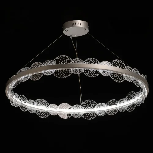 Люстра подвесная LED с пультом Платлинг 661019001 DeMarkt прозрачная на 1 лампа, основание серебряное в стиле хай-тек кольца с пультом фото 4