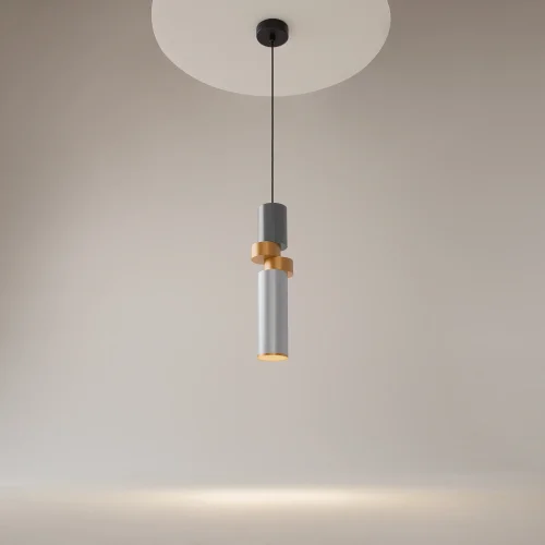 Светильник подвесной Palette MOD303PL-01CFL2 Maytoni серый золотой на 1 лампу, основание чёрное в стиле современный трубочки фото 8