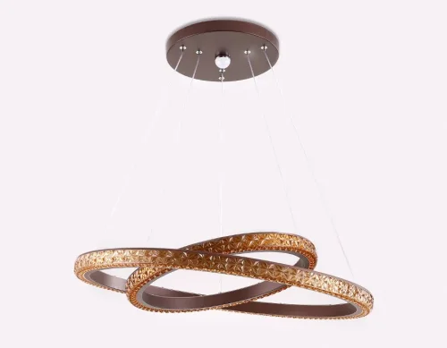 Люстра подвесная LED с пультом Orbital Crystal FF11 Ambrella light белая коричневая на 1 лампу, основание коричневое в стиле современный хай-тек с пультом кольца фото 3