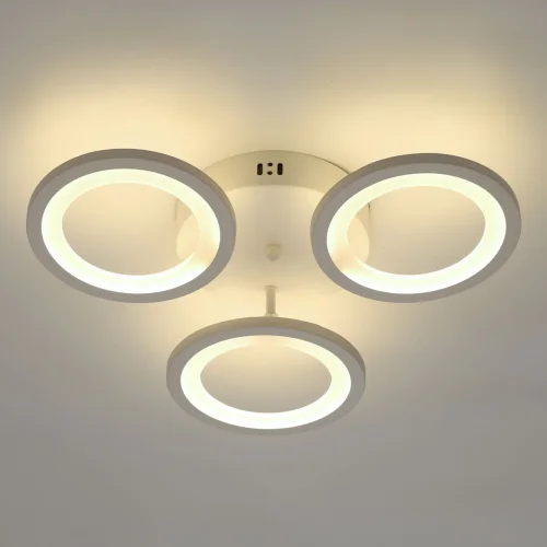 Люстра потолочная LED с пультом Мадлен 424013303 DeMarkt белая на 1 лампа, основание белое в стиле хай-тек с пультом кольца фото 3