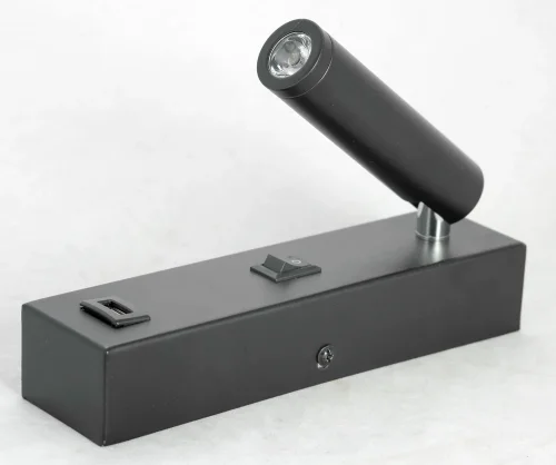 Бра с выключателем LED с usb Cozy LSP-8242 Lussole чёрный на 1 лампа, основание чёрное в стиле современный для чтения фото 2