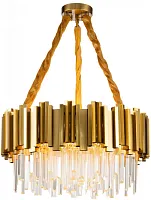 Люстра подвесная Klara V7040-6P Moderli прозрачная на 6 ламп, основание латунь в стиле современный 