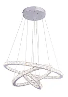 Люстра подвесная LED с пультом Marilyn I 67037-76 Globo прозрачная на 1 лампа, основание хром в стиле хай-тек современный кольца