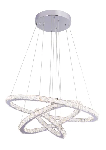 Люстра подвесная LED с пультом Marilyn I 67037-76 Globo прозрачная на 1 лампа, основание хром в стиле хай-тек современный кольца