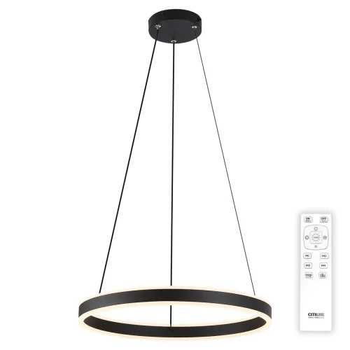 Светильник подвесной LED с пультом Дуэт CL719501 Citilux чёрный 1 лампа, основание чёрное в стиле современный минимализм кольца с пультом
