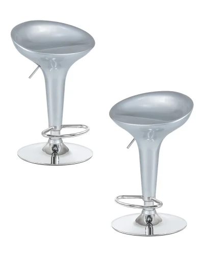 Стул барный набор 2 шт. SET-2 1004-LM BOMBA, цвет сиденья серебрянный металлик, цвет основания хром Dobrin, /полимер, ножки/металл/хром, размеры - 660*880***430*360
