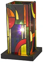 Настольная лампа Тиффани 810-804-02 Velante разноцветная 2 лампы, основание чёрное металл в стиле тиффани орнамент