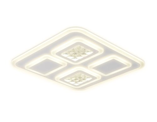 Люстра потолочная LED с пультом Acrylica Ice FA259 Ambrella light белая на 1 лампа, основание белое в стиле современный хай-тек с пультом квадраты фото 3