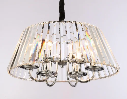 Люстра подвесная TR5038 Ambrella light прозрачная на 6 ламп, основание хром в стиле классический современный  фото 4