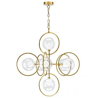 Люстра подвесная Alfa 745073 Lightstar золотая прозрачная на 7 ламп, основание золотое в стиле современный шар
