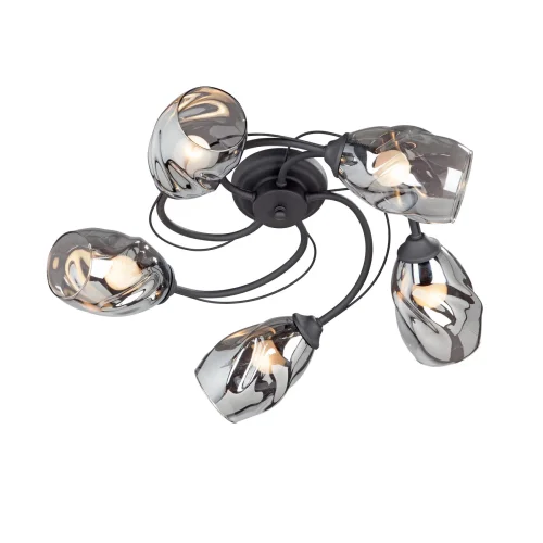 Люстра потолочная V4937-1/5PL Vitaluce серая чёрная на 5 ламп, основание чёрное в стиле современный  Люстра потолочная V4937-1/5PL Vitaluce серая чёрная на 5 ламп, основание чёрное в стиле современный