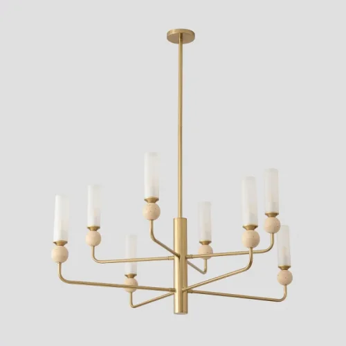 Люстра на штанге SIMPLY SP8 BRASS Crystal Lux белая на 8 ламп, основание латунь в стиле минимализм фото 4 Люстра на штанге SIMPLY SP8 BRASS Crystal Lux белая на 8 ламп, основание латунь в стиле минимализм фото 4